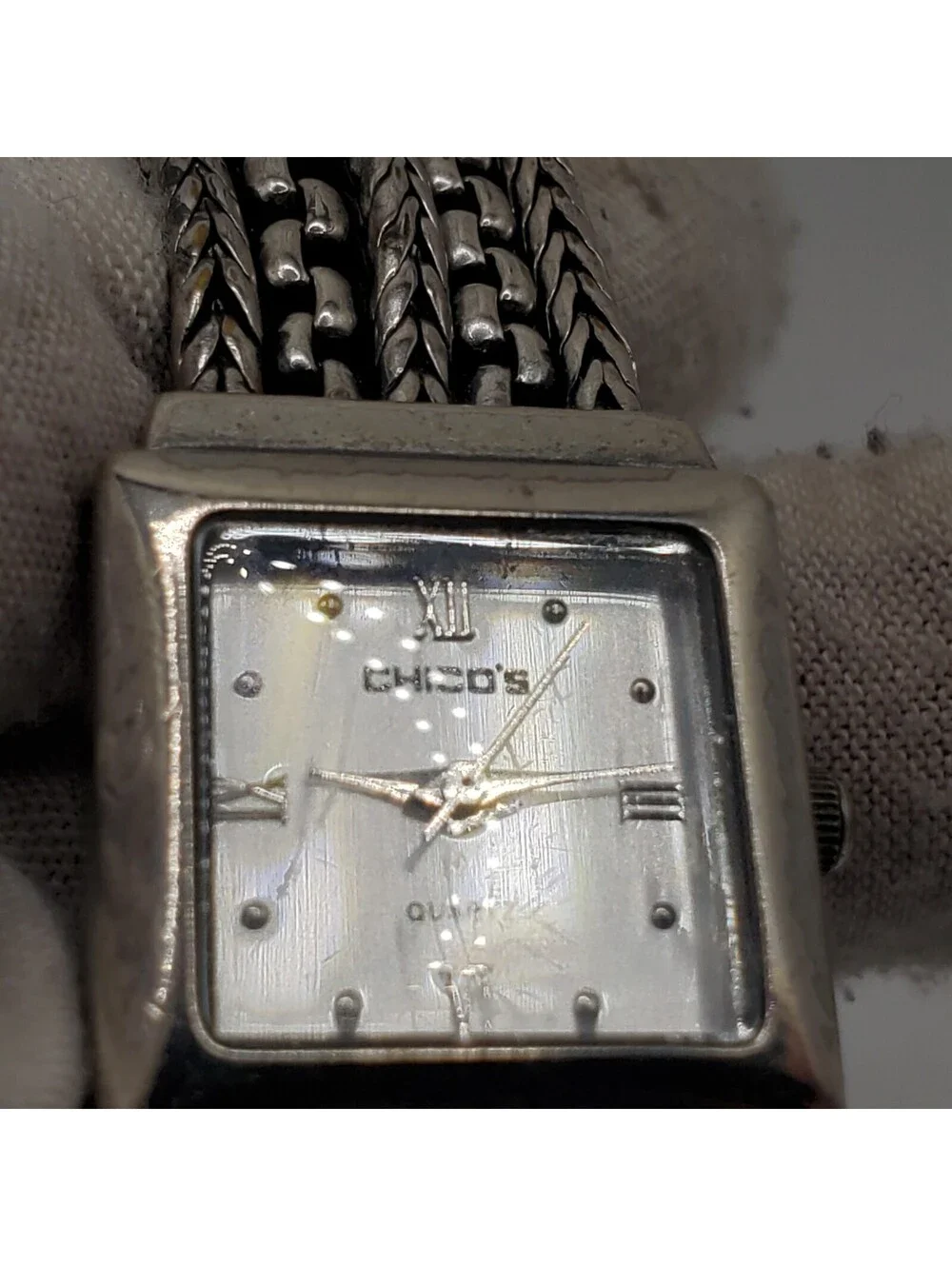 Chico's Quartz Chain Band Womens Watch 21mm Square New Battery